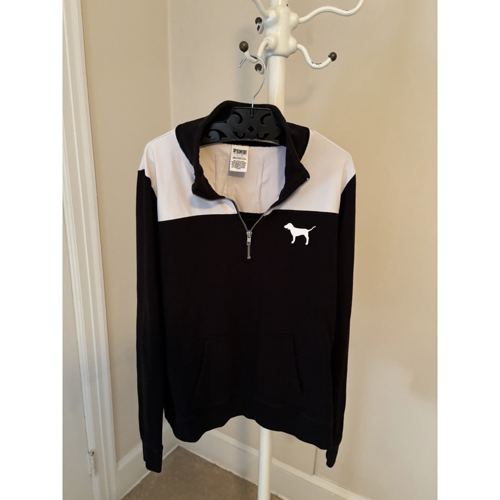 Victoria Secret Pink Pullover Dog Black Floral Size Large - Picture 3 of 3